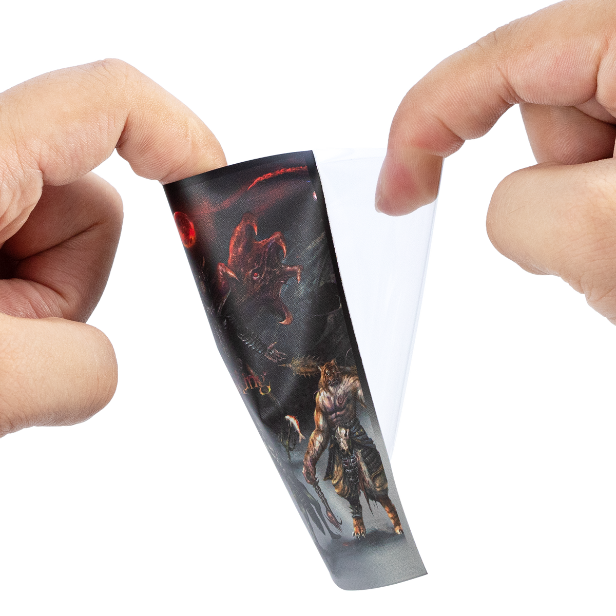 Hellbringer card sleeve flexed to show its layered construction