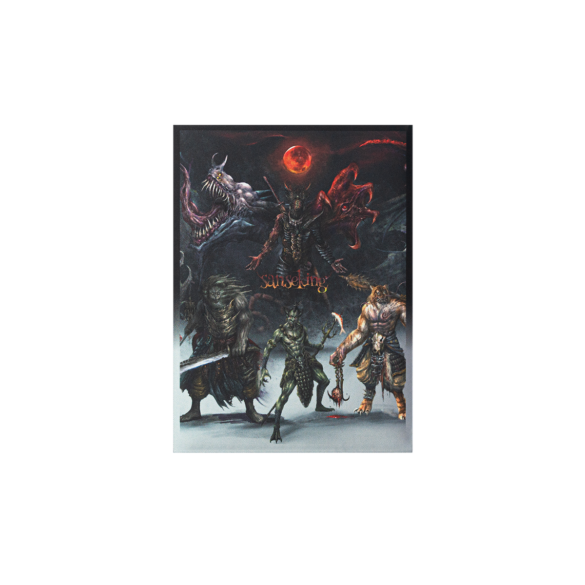 Hellbringer art card sleeve with dark fantasy printed back