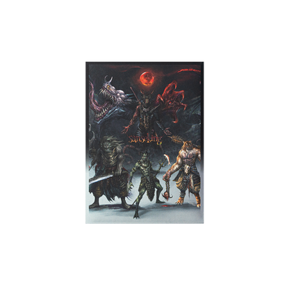 Hellbringer art card sleeve with dark fantasy printed back