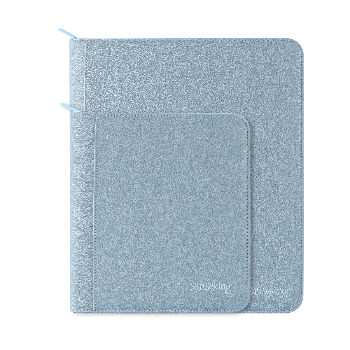 Sanseking PORT Blue 4-pocket and 9-pocket toploader binders together