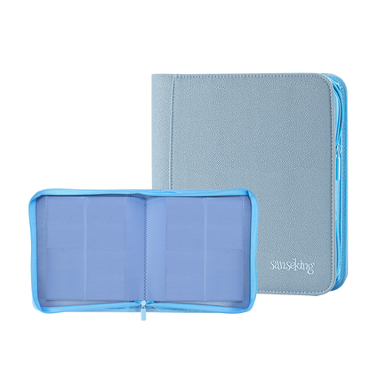 Sanseking PORT Blue 4-pocket toploader binder open transparent pages