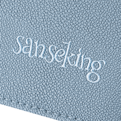 Sanseking PORT Blue 4-pocket toploader binder embroidered Sanseking logo detail