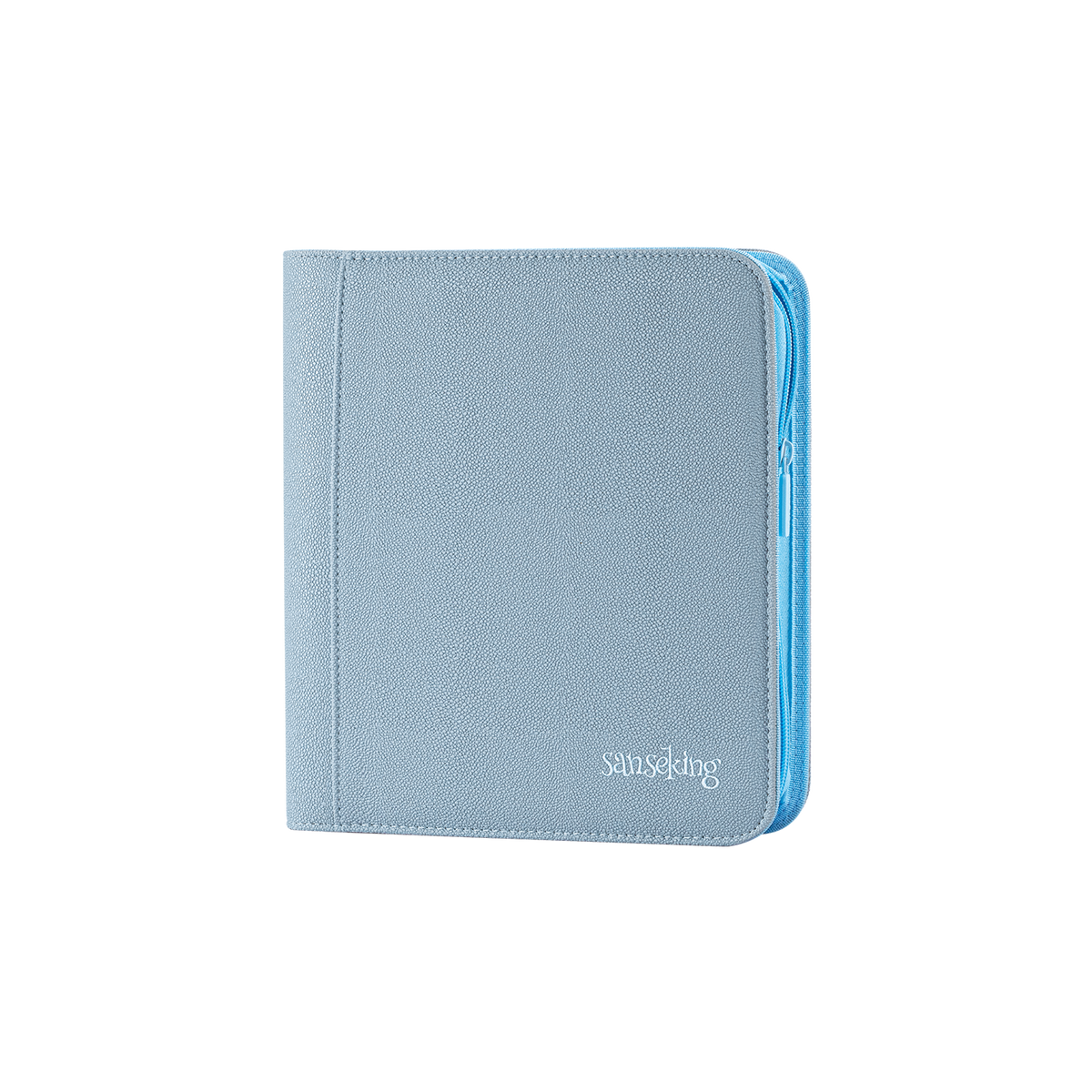 Sanseking PORT Blue 4-pocket toploader binder front angled view