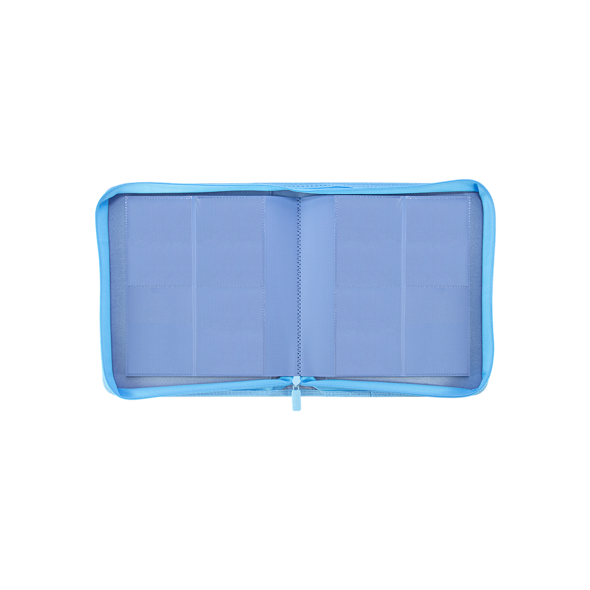 Sanseking PORT Blue 4-pocket toploader binder open transparent toploader pages