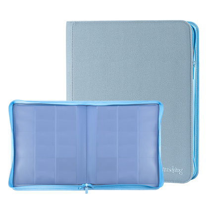 Sanseking PORT Blue 9-pocket toploader binder open transparent pages