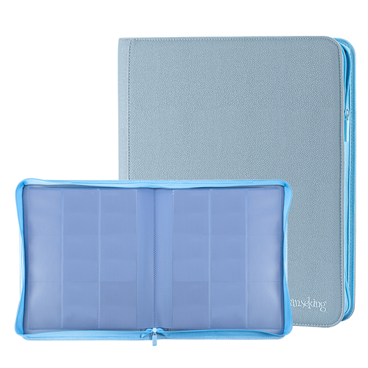 Sanseking PORT Blue 9-pocket toploader binder open transparent pages