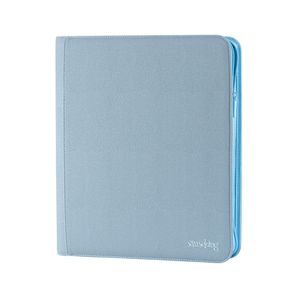 Sanseking PORT Blue 9-pocket toploader binder front angled view