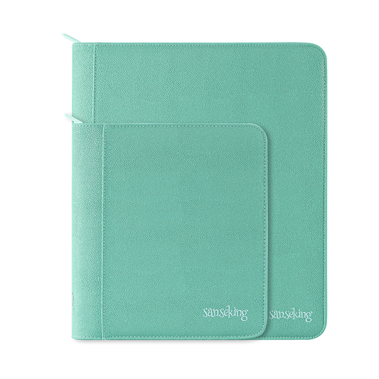 Sanseking PORT Green 4-pocket and 9-pocket toploader binders together
