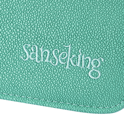Sanseking PORT Green 4-pocket toploader binder embroidered Sanseking logo detail