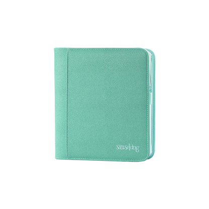 Sanseking PORT Green 4-pocket toploader binder front angled view