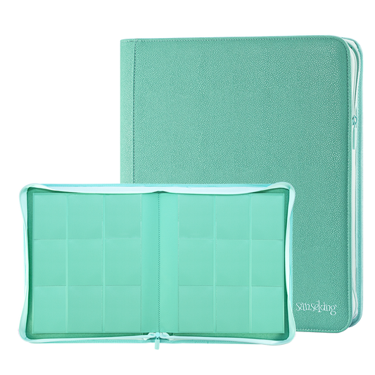 Sanseking PORT Green 9-pocket toploader binder open transparent pages