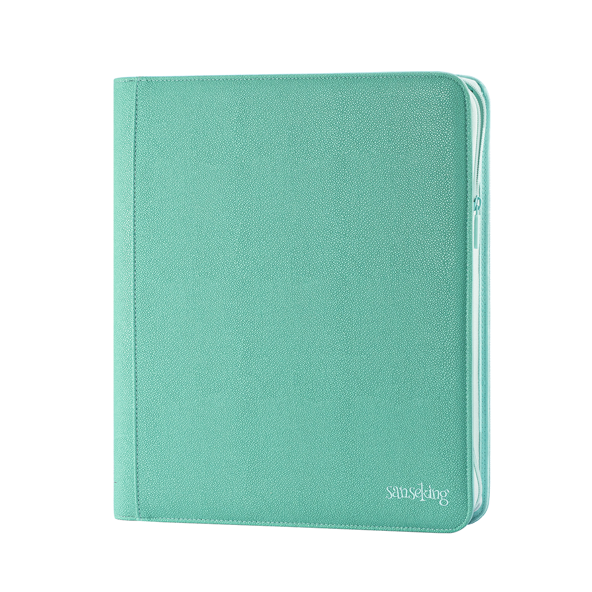 Sanseking PORT Green 9-pocket toploader binder front angled view