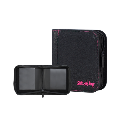 Black Sanseking PORT one-pocket toploader binder with open double-sided page