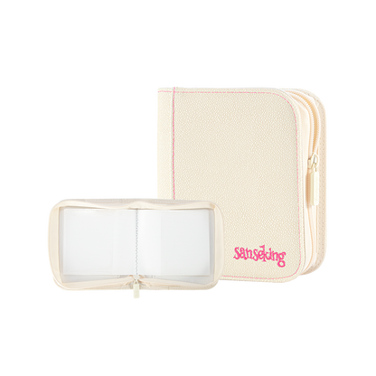 White Sanseking PORT one-pocket toploader binder with open double-sided page