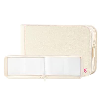 White Sanseking PORT two-pocket toploader binder with open double-sided page