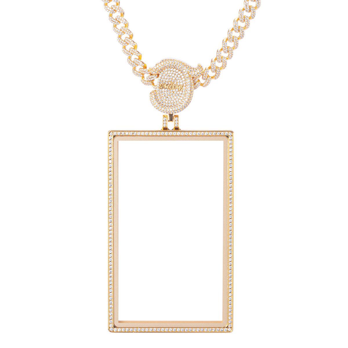 Sanseking Radiance gold graded card pendant case with chain, front view