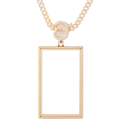 Sanseking Radiance gold graded card pendant case with chain, front view