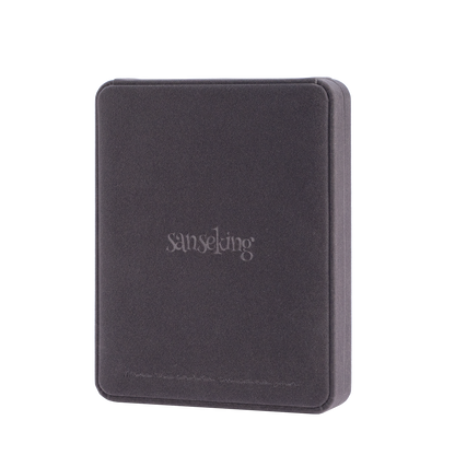 Closed black Sanseking presentation box for Radiance pendant case
