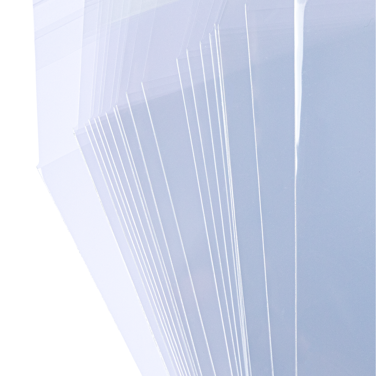 Stack of clear resealable sleeves for semi-rigid card holders