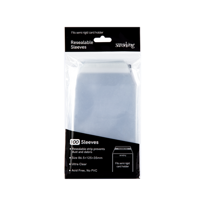 Sanseking resealable sleeves for semi-rigid card holders, 100-pack retail package