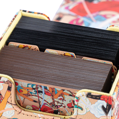 Three Battles with the White Bone Demon deck box with double sleeved cards