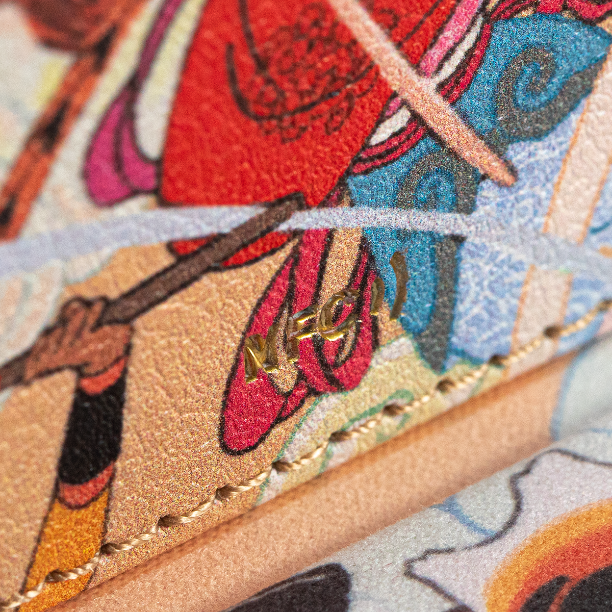 Three Battles with the White Bone Demon deck box material stitching close up