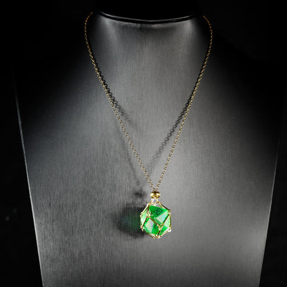 Ensemble de 7 dés polyédriques en verre plaqué vert émeraude 