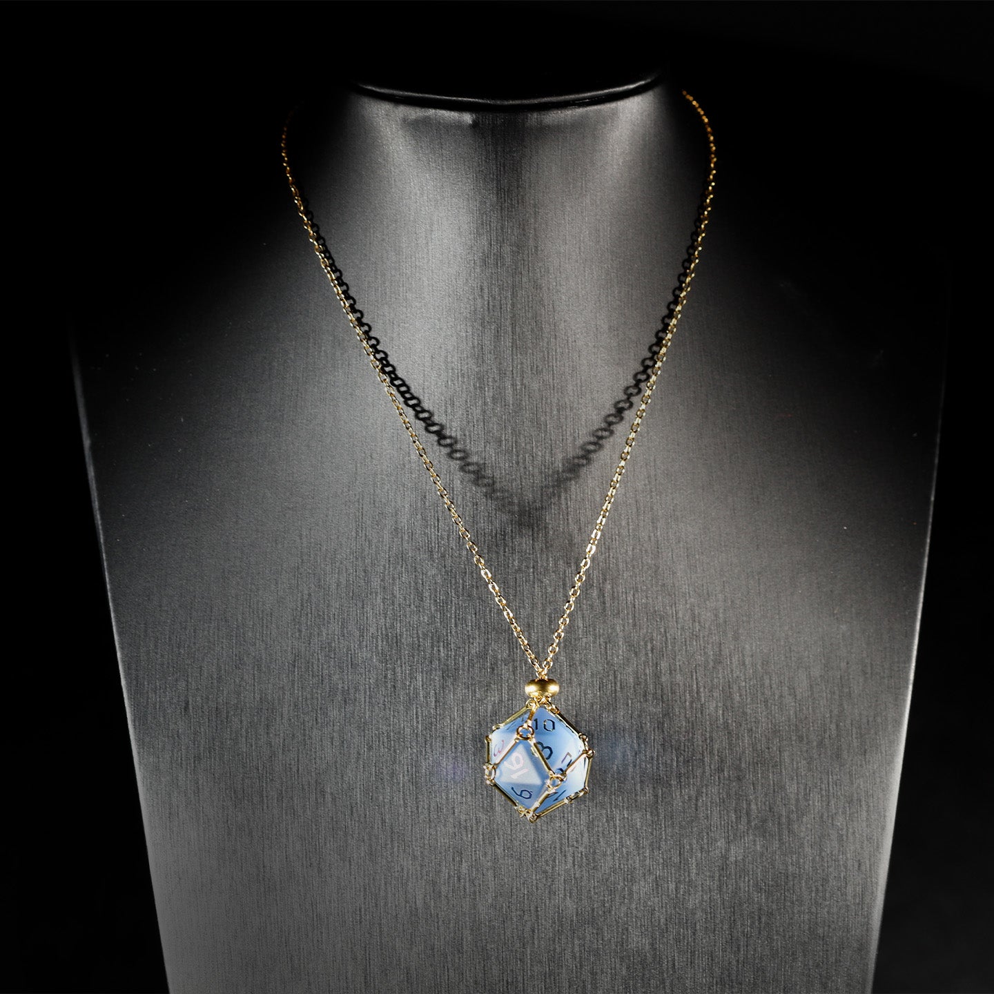 スカイブルーガラスメッキ多面体ダイス7個セット