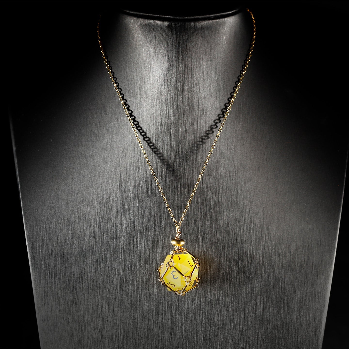 Ensemble de 7 dés polyédriques plaqués œil de chat doré 