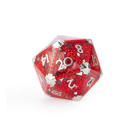Flamme du Dragon Cramoisi - Dé à 20 faces (D20) - 40 mm 