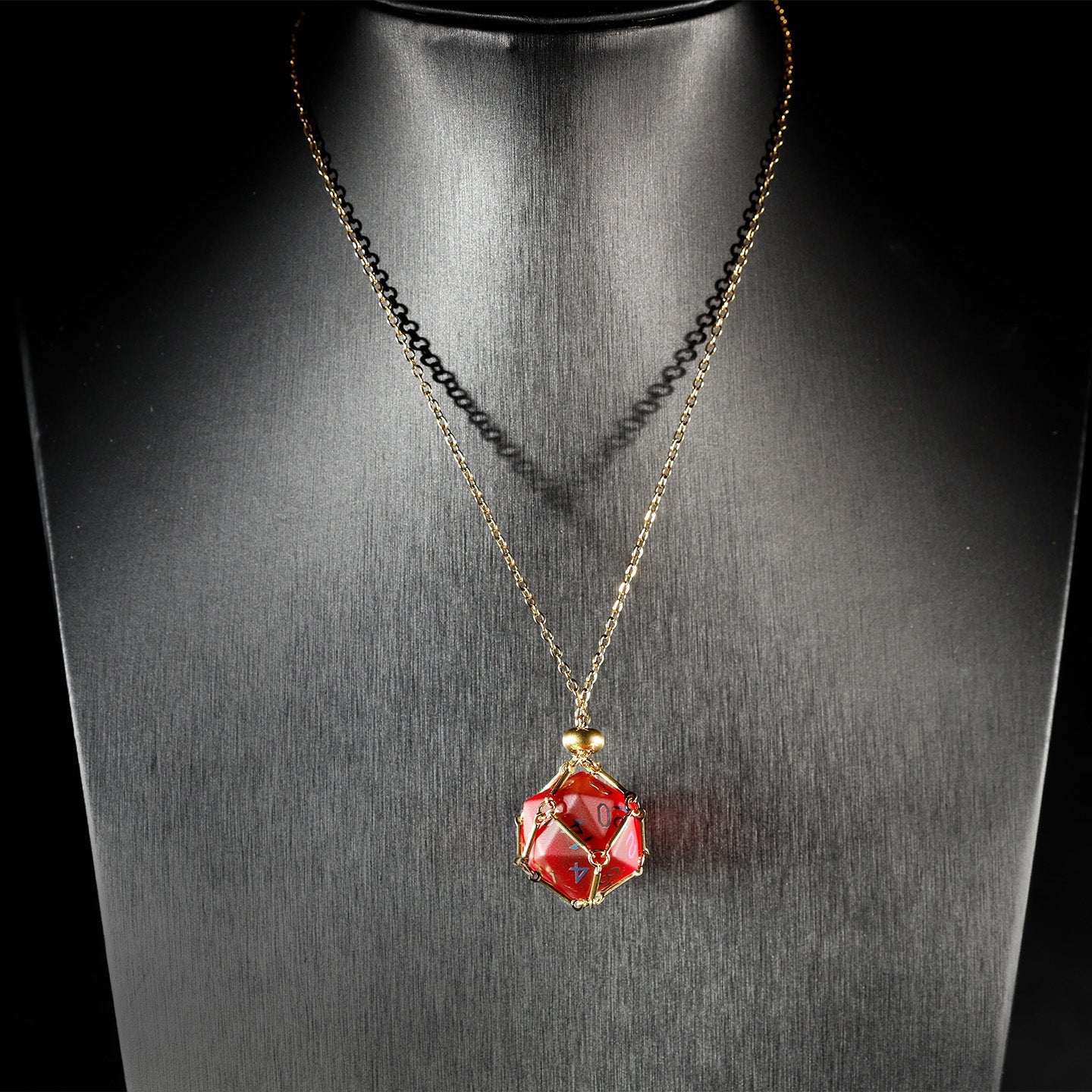 クリムゾンレッドメッキガラス 7ピース多面体ダイスセット